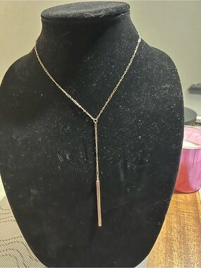 Gold filled hammered Bar Lariat Necklace